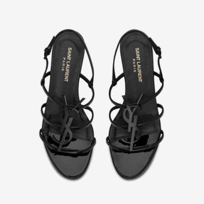 유럽직배송 입생로랑 SAINT LAURENT CASSANDRA Open sandals with black logo in patent leather 5522450NPVV1000