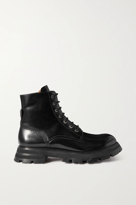 유럽직배송 알렉산더맥퀸 ALEXANDER MCQUEEN Wander glossed-leather exaggerated-sole ankle boots 17411127377056227