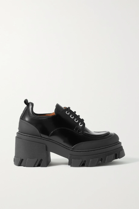 유럽직배송 가니 GANNI Derby rubber-trimmed patent-leather loafers 11452292647285791