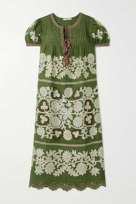 유럽직배송 비타 킨 원피스 VITA KIN Petra tasseled embroidered linen midi dress 17411127377163925