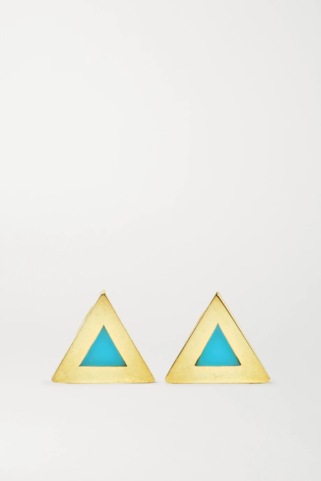유럽직배송 제니퍼메이어 귀걸이 JENNIFER MEYER Mini Triangle 18-karat gold turquoise earrings 17957409493593237