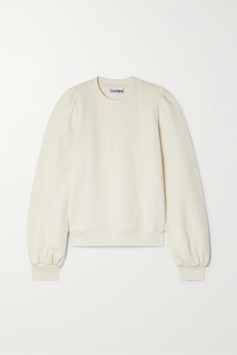 유럽직배송 가니 스웻셔츠 GANNI Software Isoli embroidered organic cotton-blend jersey sweatshirt 24665545640540026