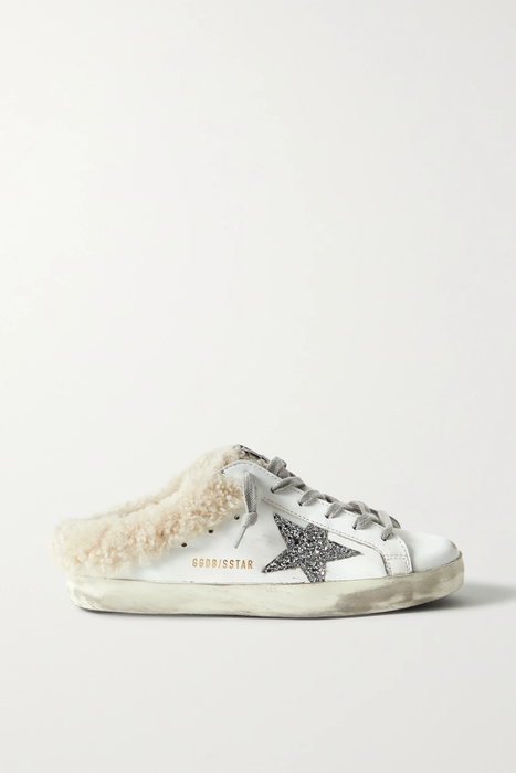 유럽직배송 골든구스 GOLDEN GOOSE Superstar Sabot shearling-lined distressed glittered leather slip-on sneakers 18706561955999095