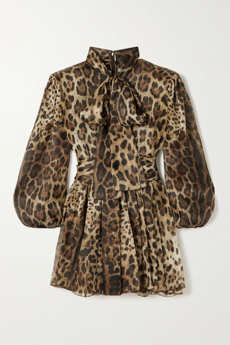 유럽직배송 돌체앤가바나 미니원피스 DOLCE &amp; GABBANA Pussy-bow leopard-print silk-blend organza mini dress 11452292646030309