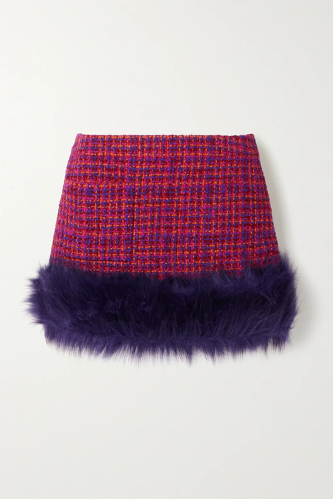 유럽직배송 생로랑 SAINT LAURENT Faux fur-trimmed checked wool-blend bouclé mini skirt 16114163150971143