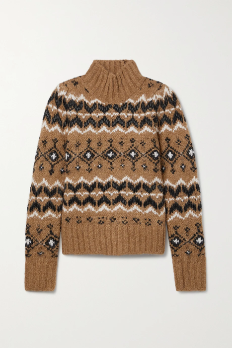 유럽직배송 베로니카비어드 VERONICA BEARD Chiana bead-embellished Fair Isle knitted turtleneck sweater 16114163150602255