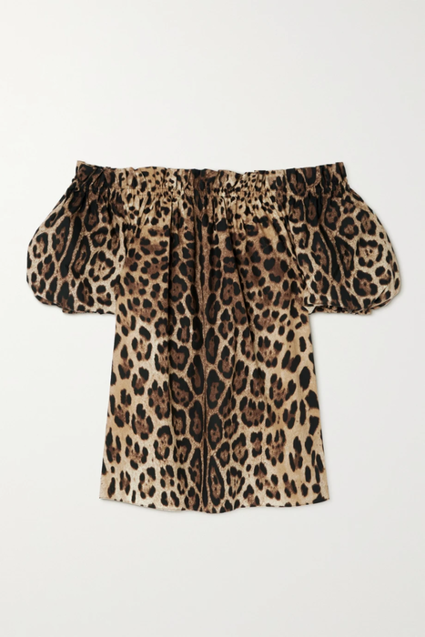 유럽직배송 돌체앤가바나 DOLCE &amp; GABBANA Off-the-shoulder leopard-print cotton-poplin top 20346390236088248