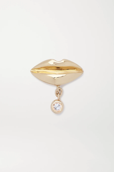 유럽직배송 MARIA BLACK Lips gold diamond single earring 16301891330234620