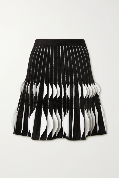 유럽직배송 알라이아 ALAÏA Pleated velour and stretch-knit mini skirt 31840166391939575