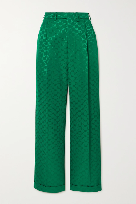 유럽직배송 구찌 GUCCI Aria cotton-blend jacquard wide-leg pants 29419655932641580