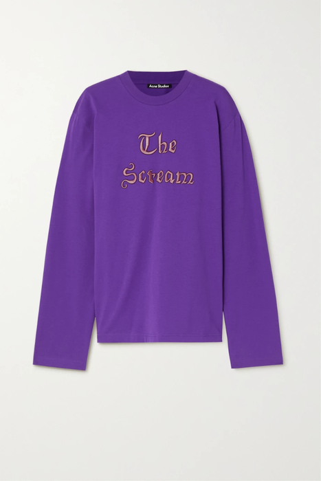 유럽직배송 아크네스튜디오 티셔츠 ACNE STUDIOS + Edvard Munch Scream embroidered printed cotton-blend jersey T-shirt 24772899113111886