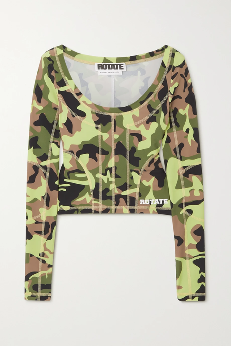 유럽직배송 로테이트비르거크리스텐슨 ROTATE BIRGER CHRISTENSEN Tamisha cropped camouflage-print recycled stretch-jersey top 20346390235993895