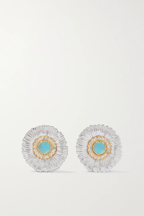 유럽직배송 부첼라티 귀걸이 BUCCELLATI Daisy gold-plated sterling silver, agate and diamond earrings 13452677153265899