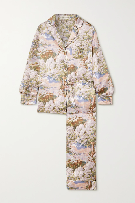 유럽직배송 올리비아본할 파자마 세트 OLIVIA VON HALLE Lila printed silk-satin pajama set 22250442026384058