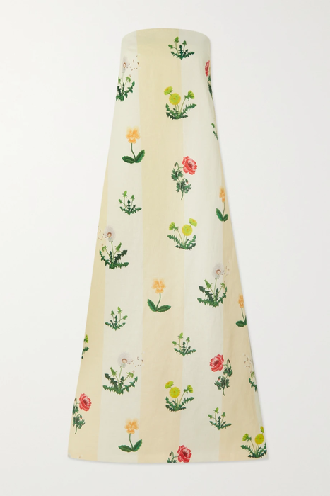 유럽직배송 OROTON Strapless floral-print linen gown 25185454456257646