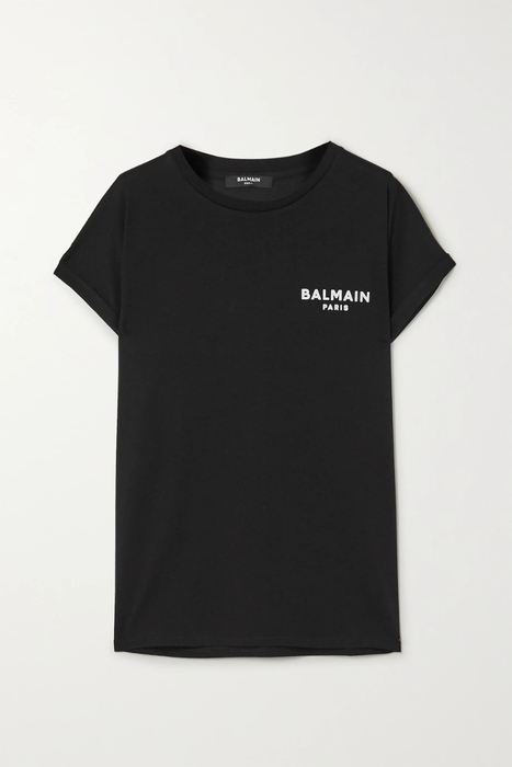 유럽직배송 발망 BALMAIN Flocked cotton-jersey T-shirt 24092600056996062