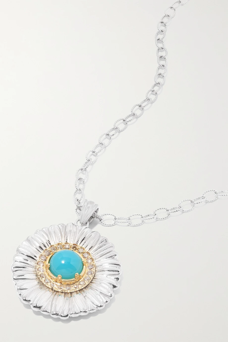유럽직배송 부첼라티 목걸이 BUCCELLATI Daisy gold-plated sterling silver, agate and diamond necklace 13452677153260346