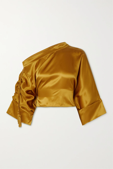 유럽직배송 톨러 마르모 TALLER MARMO One-shoulder asymmetric silk-satin blouse 24772899113322817