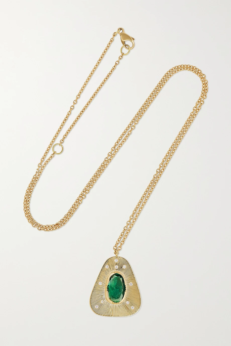 유럽직배송 BROOKE GREGSON 18-karat gold, emerald and diamond necklace 22250442026014986
