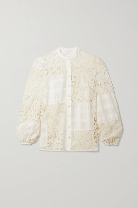 유럽직배송 짐머만 블라우스 ZIMMERMANN Andie patchwork cotton-blend corded lace and jacquard blouse 22250442025748826