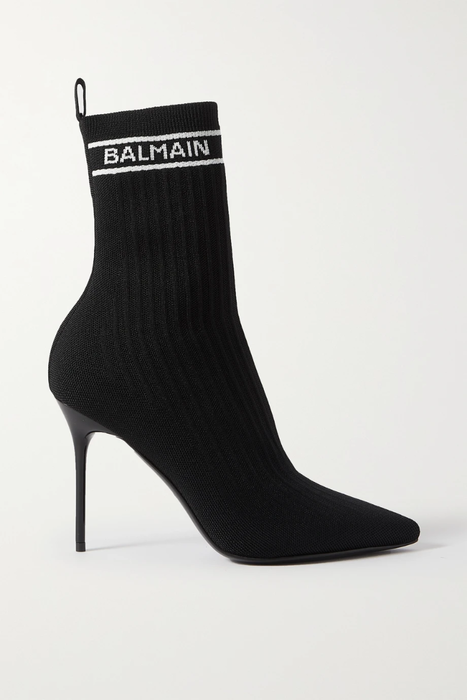 유럽직배송 발망 BALMAIN Skye logo-detailed stretch-knit ankle boots 9649229528649553