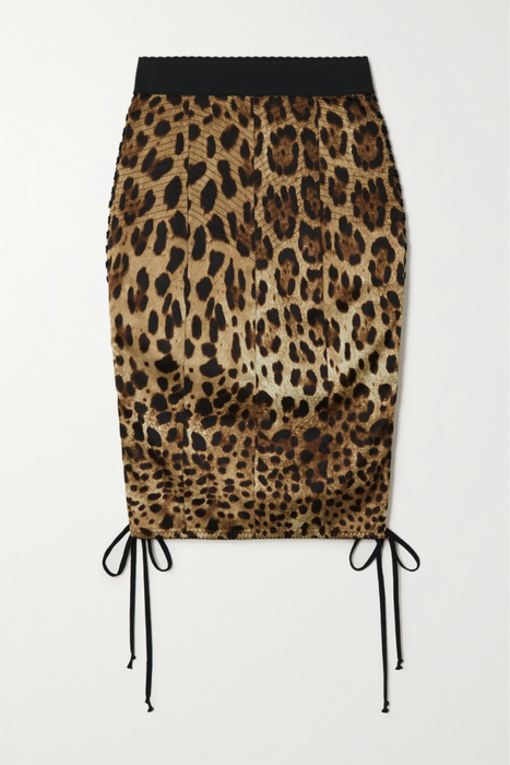 유럽직배송 돌체앤가바나 DOLCE &amp; GABBANA Diva lace-up leopard-print silk-blend satin skirt 11452292646030318