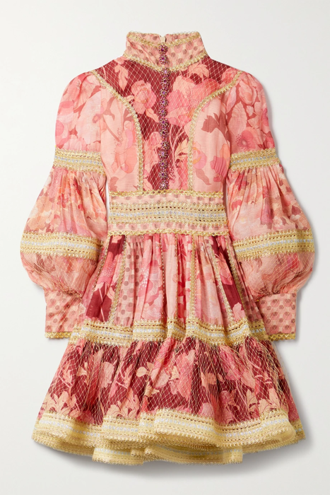 유럽직배송 짐머만 ZIMMERMANN Concert embellished floral-print linen and silk-blend mini dress 16114163150518113