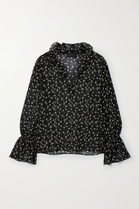 유럽직배송 닐리로탄 블라우스 NILI LOTAN Demi ruffled floral-print silk-georgette blouse 27086482323093028