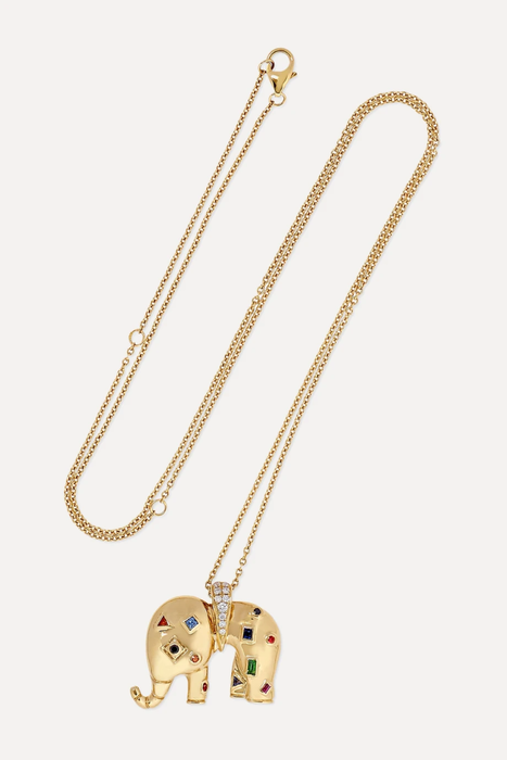 유럽직배송 YVONNE LÉON 18-karat gold multi-stone necklace 17957409490661254