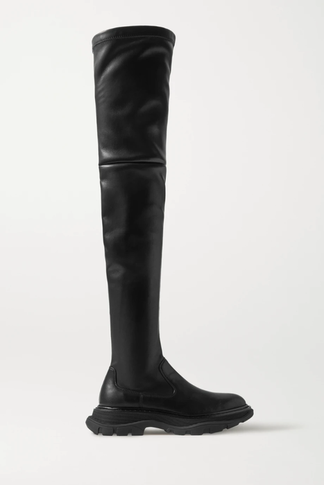 유럽직배송 알렉산더맥퀸 ALEXANDER MCQUEEN Leather exaggerated-sole over-the-knee boots 17411127376599935