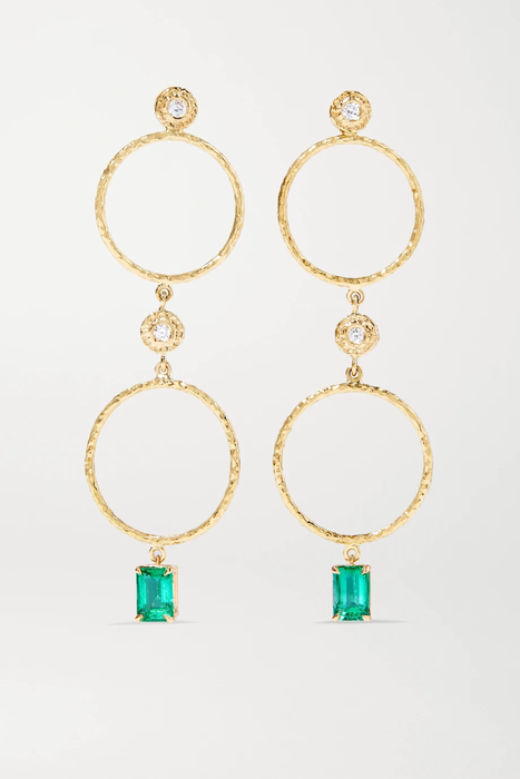 유럽직배송 옥타비아 엘리자베스 귀걸이 OCTAVIA ELIZABETH + NET SUSTAIN Nesting Gem 18-karat recycled gold, emerald and diamond earrings 17476499599567375