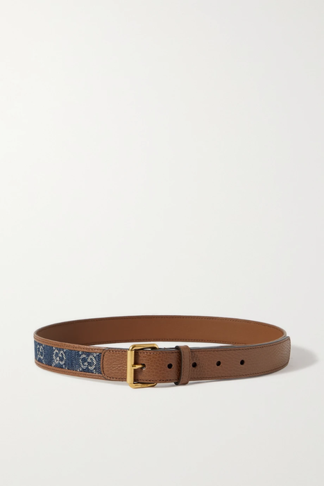 유럽직배송 구찌 GUCCI Denim and textured-leather belt 29419655932619453