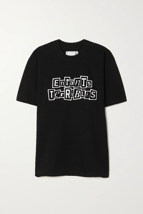 유럽직배송 사카이 티셔츠 SACAI + Jean Paul Gaultier appliquéd printed cotton-jersey T-shirt 15546005222093288
