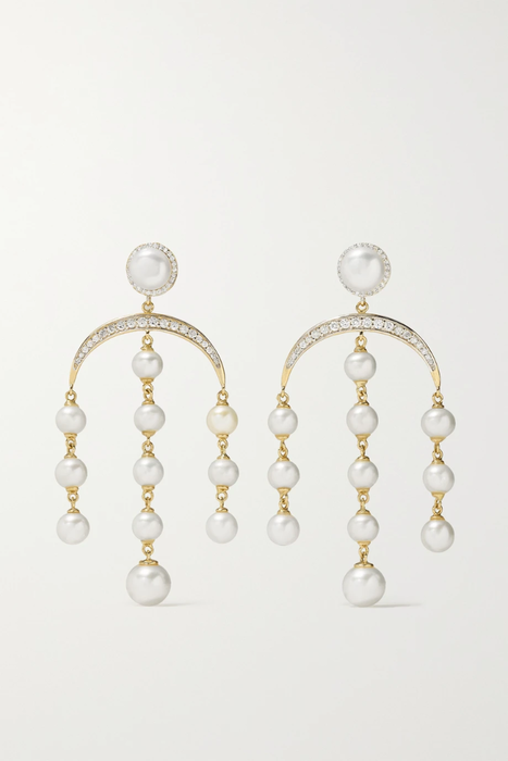 유럽직배송 마테오 귀걸이 MATEO 14-karat gold, pearl and diamond earrings 11452292646124774
