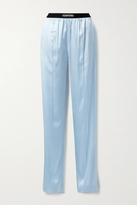 유럽직배송 톰포드 TOM FORD Velvet-trimmed stretch-silk satin pants 10163292708476212