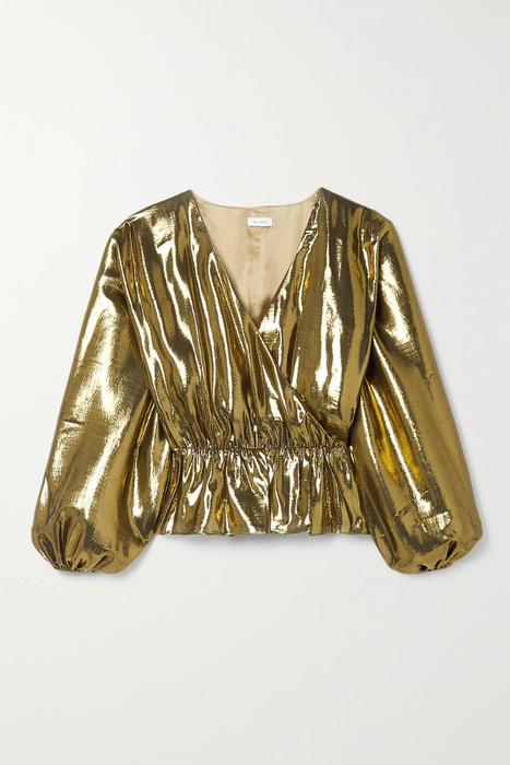 유럽직배송 RHODE Mila wrap-effect silk-blend lamé blouse 25185454456257645