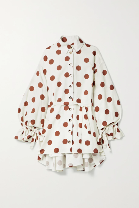 유럽직배송 할펀 HALPERN Belted polka-dot linen and cotton-blend mini dress 6630340699136919