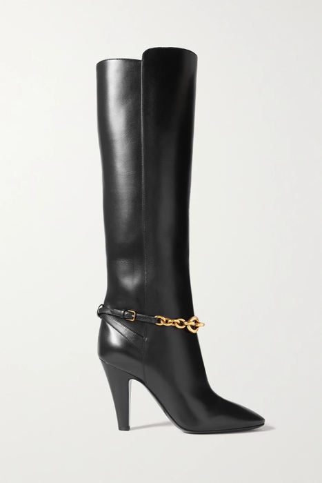 유럽직배송 생로랑 SAINT LAURENT Le Maillon chain-embellished leather knee boots 11452292647136168