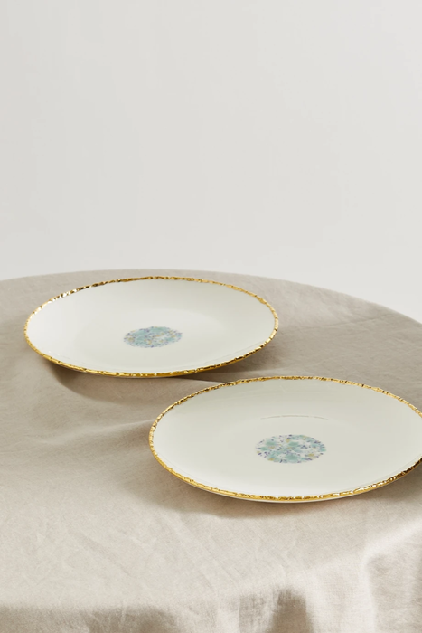 유럽직배송 CORALLA MAIURI Piazza del Popolo set of two gold-plated porcelain plates 25185454455756744
