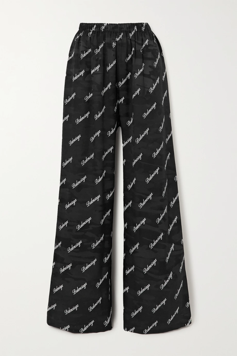 유럽직배송 발렌시아가 BALENCIAGA Printed silk-jacquard wide-leg pants 22527730566233083