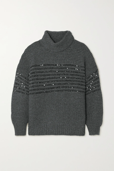 유럽직배송 브루넬로쿠치넬리 BRUNELLO CUCINELLI Sequin-embellished wool, cashmere and silk-blend turtleneck sweater 13452677153279988