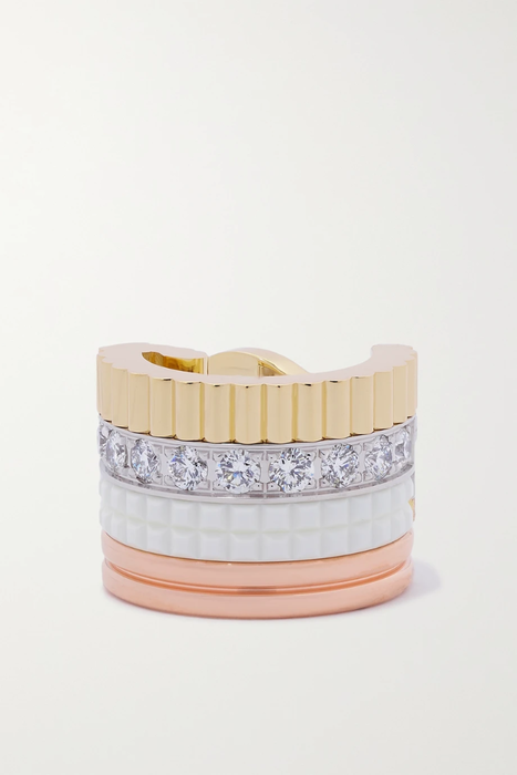 유럽직배송 부쉐론 귀걸이 BOUCHERON Quatre White Edition 18-karat yellow, white and rose gold, ceramic and diamond single clip earring 17411127375726830