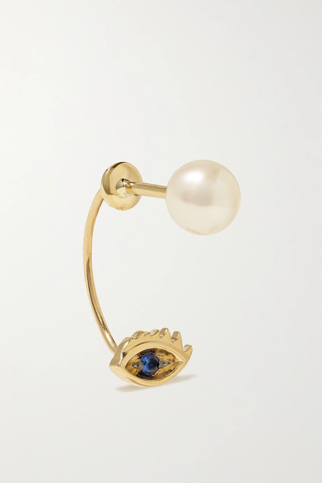 유럽직배송 델피나델레트레즈 싱글 귀걸이 DELFINA DELETTREZ 18-karat gold, pearl and sapphire single earring 4394988609120558