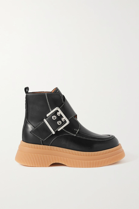 유럽직배송 가니 앵클부츠 GANNI Buckled leather platform ankle boots 20346390236310174