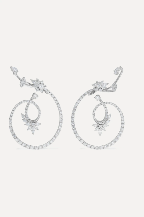 유럽직배송 YEPREM 18-karat white gold diamond earrings 22831760541431630