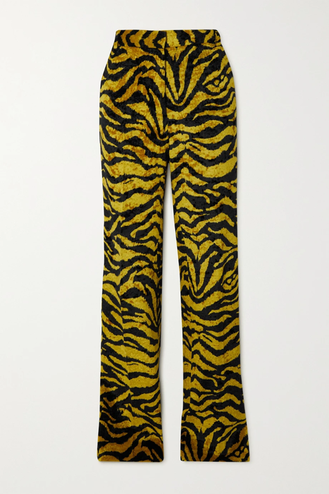 유럽직배송 아티코 THE ATTICO Tiger-print velvet flared pants 10163292707774798