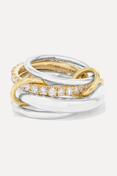 유럽직배송 SPINELLI KILCOLLIN Set of four sterling silver, 18-karat gold and diamond rings 2499567818788229