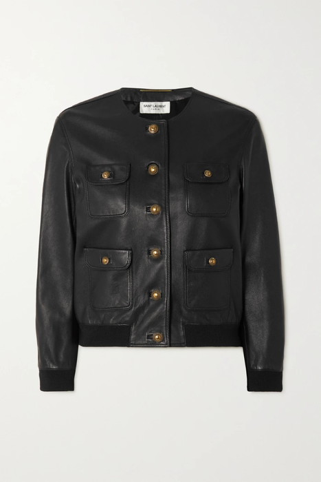 유럽직배송 생로랑 SAINT LAURENT Wool-trimmed leather jacket 16114163150966600