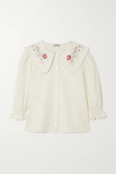 유럽직배송 릭소 RIXO Dallas embroidered cotton and TENCEL-blend blouse 24772899113151067
