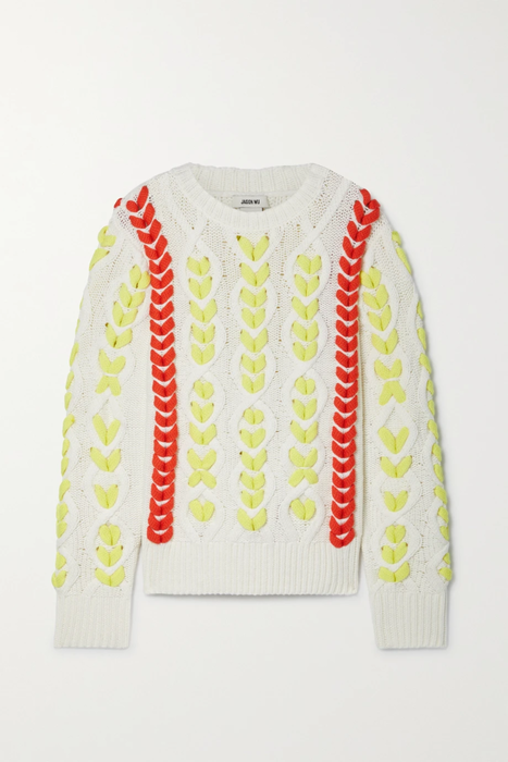 유럽직배송 제이슨우 스웨터 JASON WU Striped cable-knit wool sweater 25185454456040404